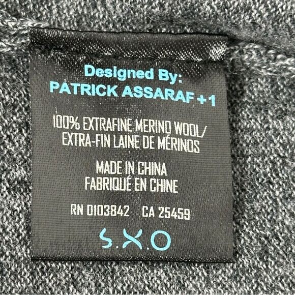 Patrick Assaraf Gray Extrafine Merino Wool Half Zip Pullover Sweater Mens Medium - Picture 4 of 6